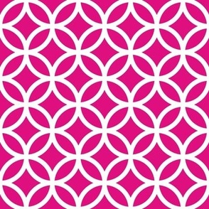 Interlocked Circles Pattern - Magenta and White