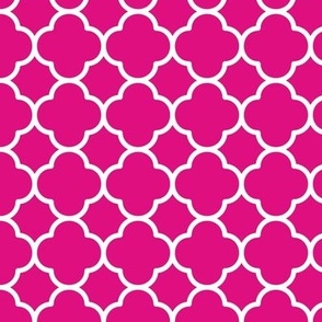 Quatrefoil Pattern - Magenta and White