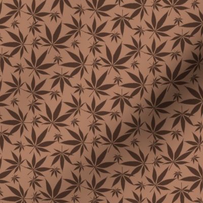 cannabis leaves - brown earthtone small