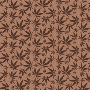 cannabis leaves - brown earthtone small