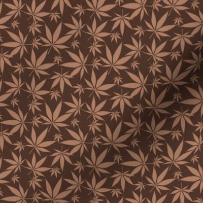 cannabis leaves - brown earthtone small