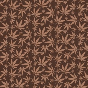 cannabis leaves - brown earthtone small