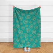 Bloom Big Boho Floral in Teal and Blush - LARGE Scale - UnBlink Studio by Jackie Tahara