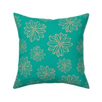 Bloom Big Boho Floral in Teal and Blush -SMALL Scale - UnBlink Studio by Jackie Tahara