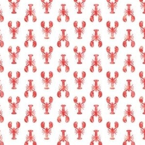 (small scale) red lobster - nautical themed fabric C21