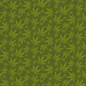 Cannabis leaves - olive green small