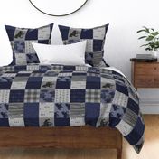 Wild horses patchwork - navy and grey - rotated