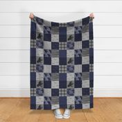 Wild horses patchwork - navy and grey - rotated