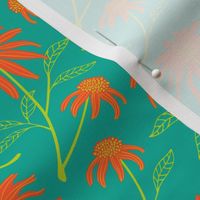 Daisy Fresh Boho Floral in Orange Green Teal - TINY Scale - UnBlink Studio by Jackie Tahara