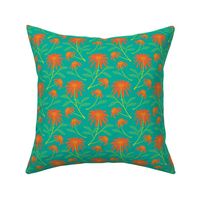 Daisy Fresh Boho Floral in Orange Green Teal - TINY Scale - UnBlink Studio by Jackie Tahara