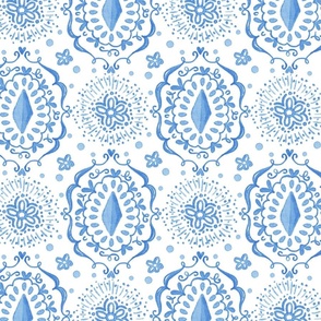 Blue watercolor boho ikat pattern