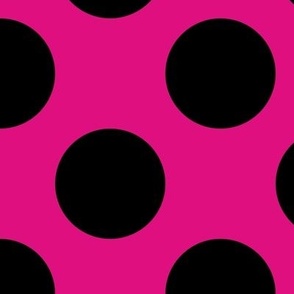 Large Polka Dot Pattern - Magenta and Black