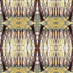 Watercolor Woods Kaleidoscope Print in Yellows