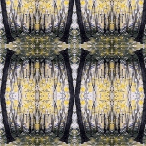 Watercolor Woods Kaleidoscope Print in Yellow & Black