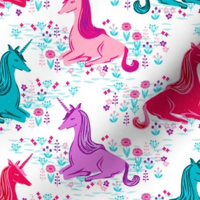 unicorns // bright pink purple aqua turquoise girls sweet unicorns