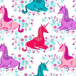 unicorns // bright pink purple aqua turquoise girls sweet unicorns