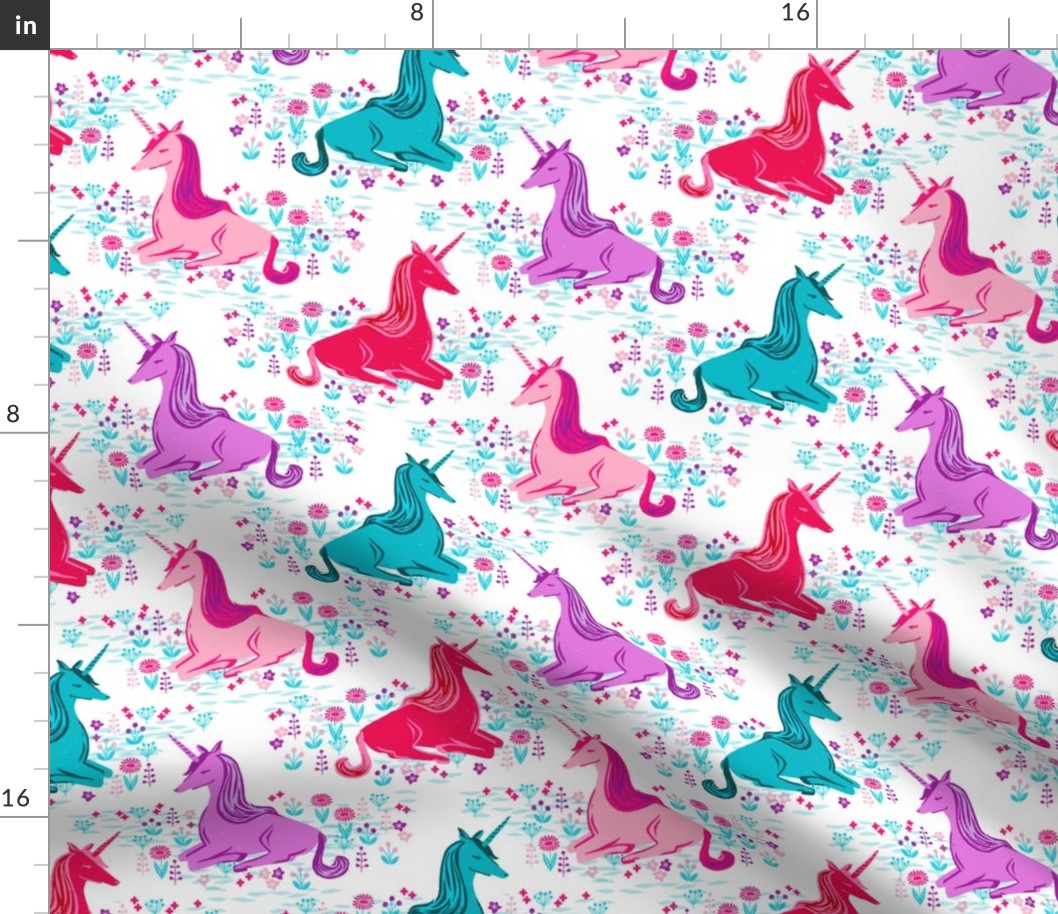 unicorns // bright pink purple aqua turquoise girls sweet unicorns