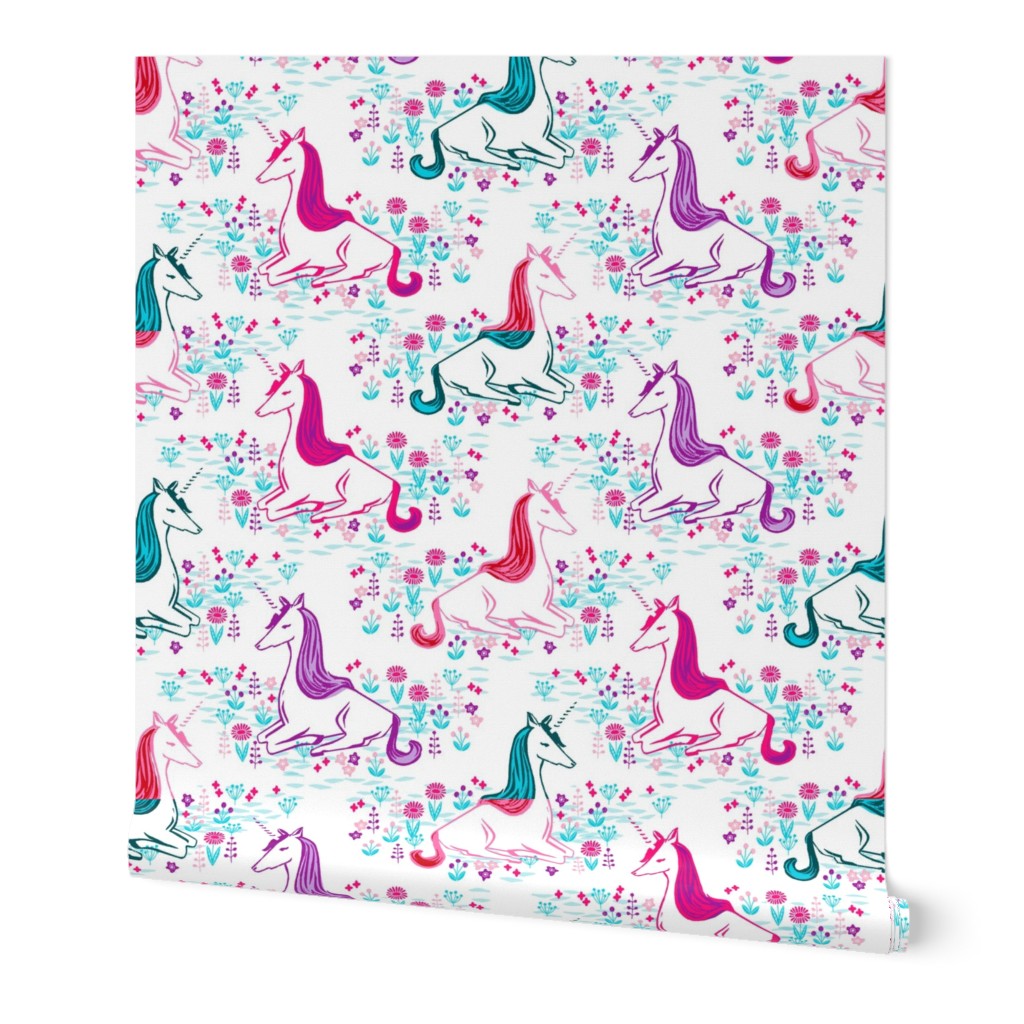 unicorn // bright pink turquoise purple cute girls unicorn design