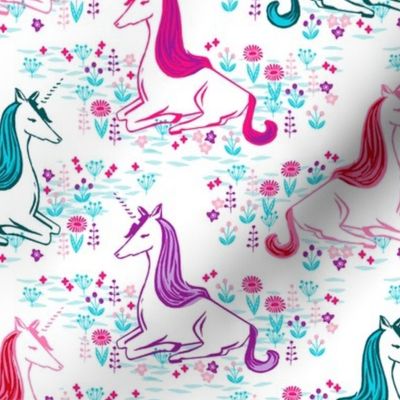 unicorn // bright pink turquoise purple cute girls unicorn design