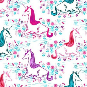 unicorn // bright pink turquoise purple cute girls unicorn design