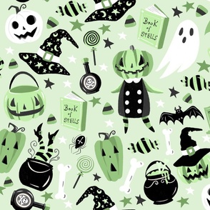 Green Halloween Fabric, Wallpaper and Home Decor | Spoonflower