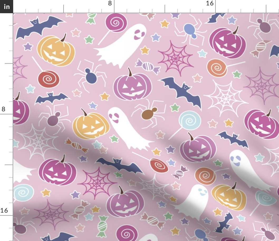 Sweet Halloween // Normal Scale // Pastel Halloween // Pink Background // Baby Print // Scary