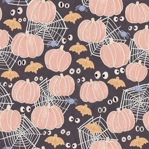 Pink Halloween Sugar Fiend Pumpkins and Gingerbread Bats Spider Webs