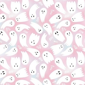 Small - Cute ghosts in pastel gradient texture background