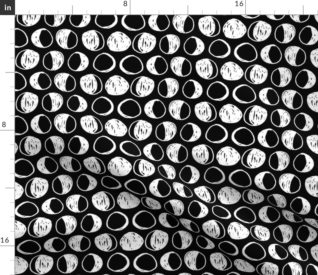 Moon Phases // black and white moon fabric