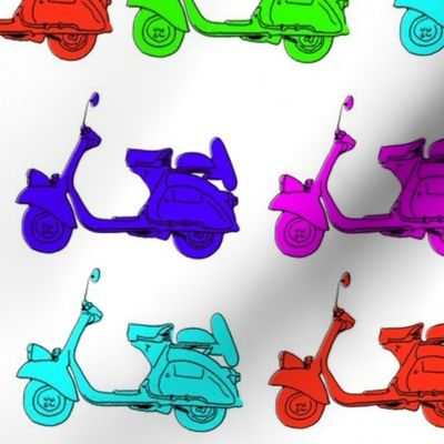 6 coloured scooters