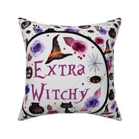 18x18 Pillow Sham Front Fat Quarter Size Makes 18" Square Cushion Cover Extra Witchy Sarcastic Halloween Black Cats Cauldrons Spiders with Roses