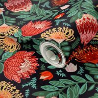 Non-Directional Protea Chintz - Pine Green - Medium Scale