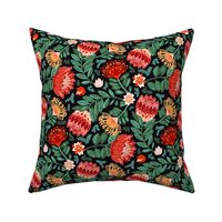 Non-Directional Protea Chintz - Pine Green - Medium Scale