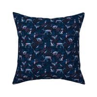 Eerie Forest- Mystical Animals in the Woods- Midnight Blue- Small Scale