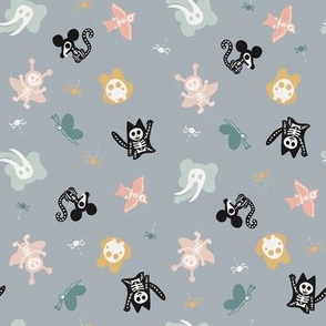 X-Rays Cute Playful Pastel Halloween Animals on a grey background