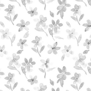 Platinum enchanting meadow - grey watercolor pretty wild flowers a127-14