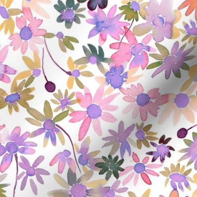 Daisies watercolor blooms Lilac Medium