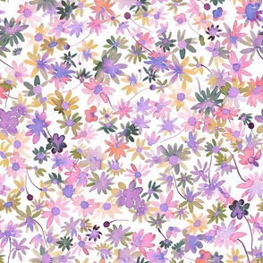 Daisies watercolor blooms Lilac Medium