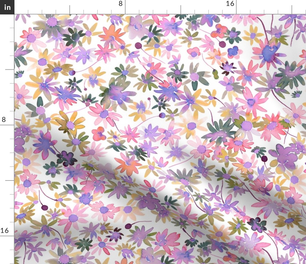 Daisies watercolor blooms Lilac Medium