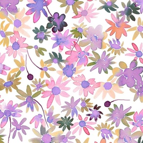 Daisies watercolor blooms Mauve Jumbo Large