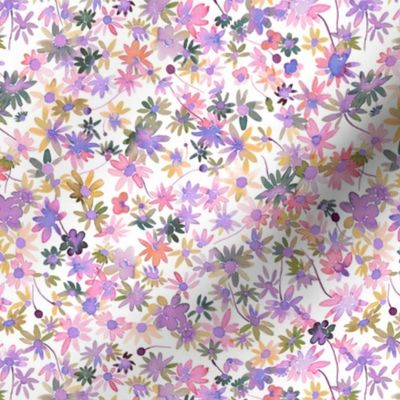 Daisies Watercolor blooms Lilac Micro