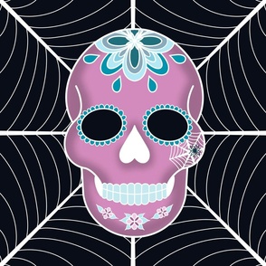 Skull in pastels on black and white web
