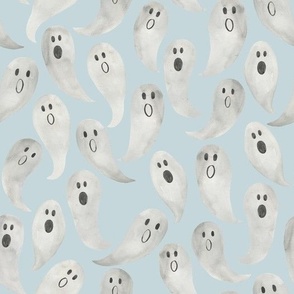 Baby blue watercolor ghosts
