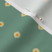 Small Daisies Teal Bkgd