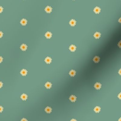 Small Daisies Teal Bkgd