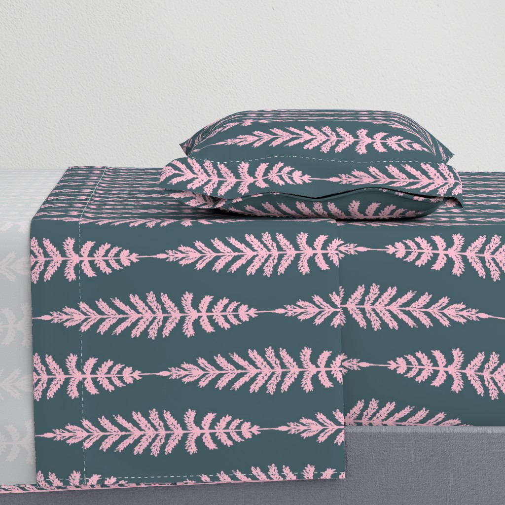 Ferns - Navy and Pink