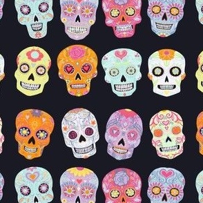 Pastel Skulls Black