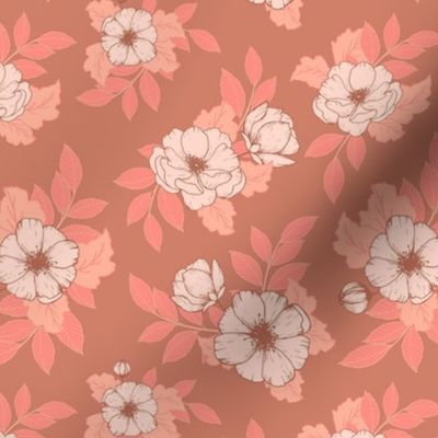 Dog Roses S - Pink and Tan