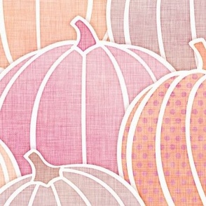 Pastel Pumpkin Patch Extra Large- Pastel Halloween- Fall- Autumn Pumpkins- Orange- Pink- Coral- Baby- Kids- Large Scale- Home Decor