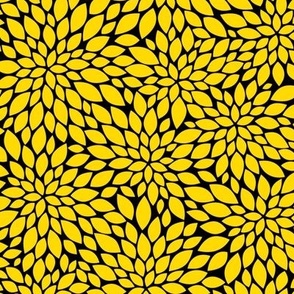 Dahlia Blossom Pattern - School Bus Yellow and Black